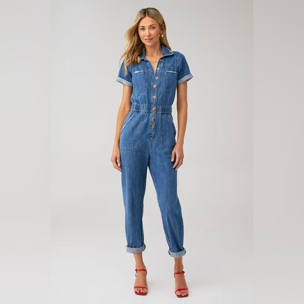 NWT Show Me Your Mumu Women's Cannon Denim Jumpsuit  Size Small